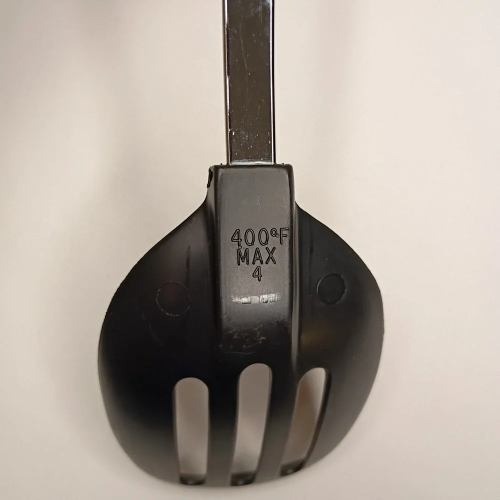 Vtg EKCO Slotted‎ Serving Spoon Black Nylon Stainless Heat Resistant 400'F 12